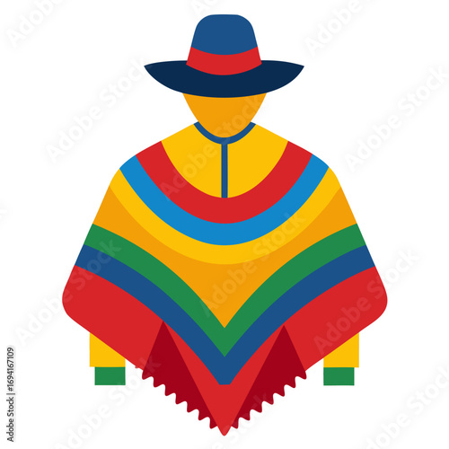 Colorful argentinian gaucho outfit illustration