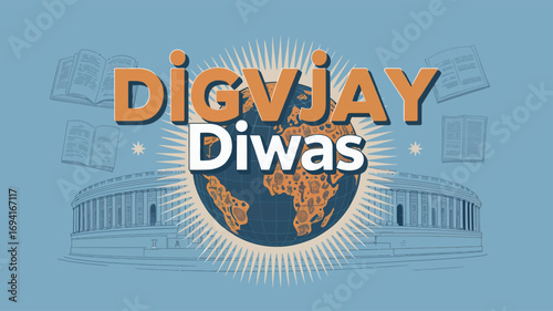 Digvijay Diwas India Celebration Globe Heritage Culture Historical Observance Illustration