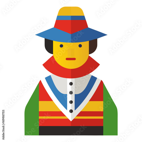Colorful chilean huaso traditional outfit illustration