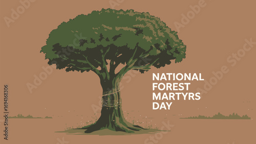 National Forest Martyrs Day Tree Symbol Tribute Design