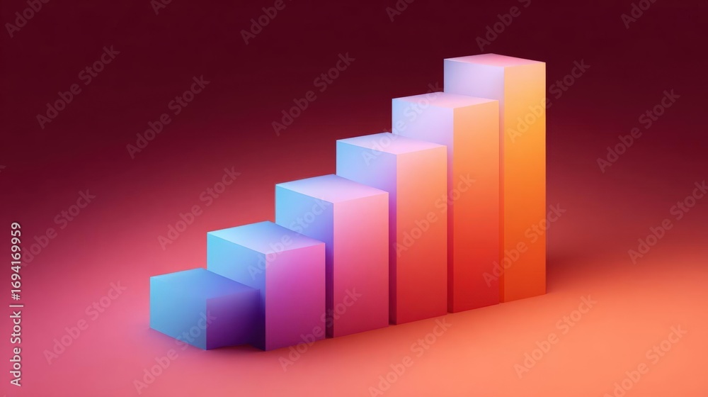 3d bar graph with six bars. the bars are arranged in a vertical line, with the highest bar at the bottom and the lowest at the top. 3d bar graph with six bars. the bars are arranged in a vertical line, with the highest bar at the bottom and the lowest at the top.