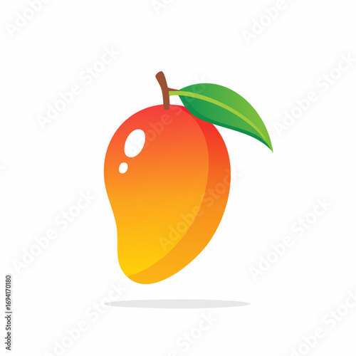 Cartoon Mango With Green Leaf