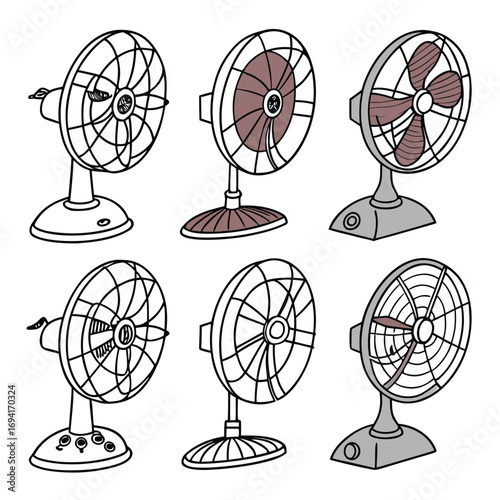 Table Fan icon set design 