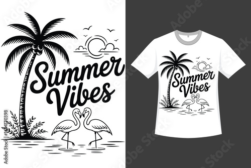 A captivating black and white graphic design showcasing the essence of summer.
