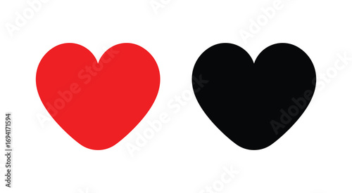  Heart vector icon. Heart, love, romance or valentine's day red heart. Artistic red heart love symbols isolated editable.