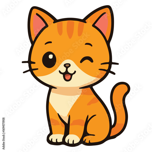 Modern Sticker Cat Cute Illustration