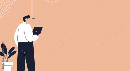 Modern businessman using a tablet, working remotely or planning. Ideal for technology, communication, and contemporary lifestyle themes.