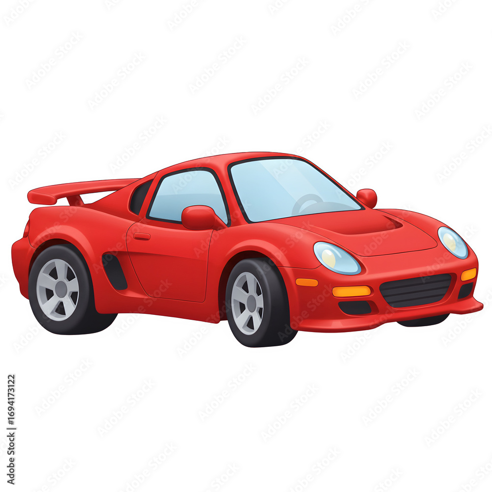 Fototapeta premium Sports Car Cartoon Style PNG – Fun Car Illustration Clipart – Isolated on Transparent Background PNG File