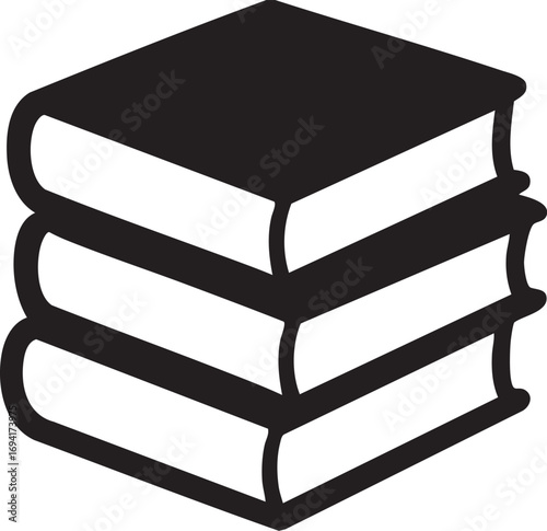 Art & IllustStack of closed books black and white vector illustration education literature knowledge academic concept designration