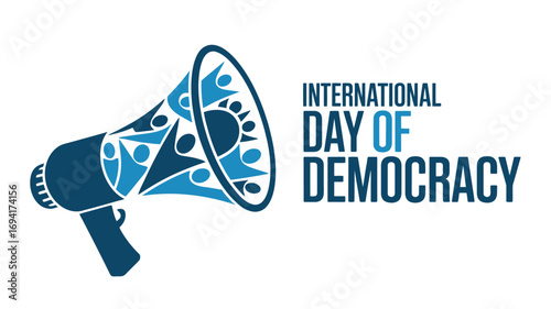 International Day of Democracy with Megaphone and People Icon