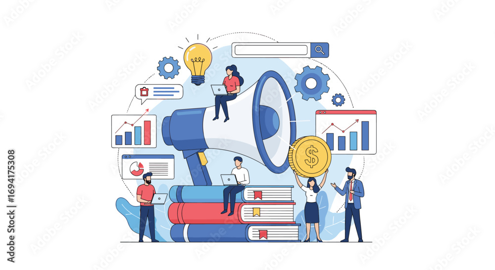 Fototapeta premium Digital marketing strategy for business growth and brand awareness success