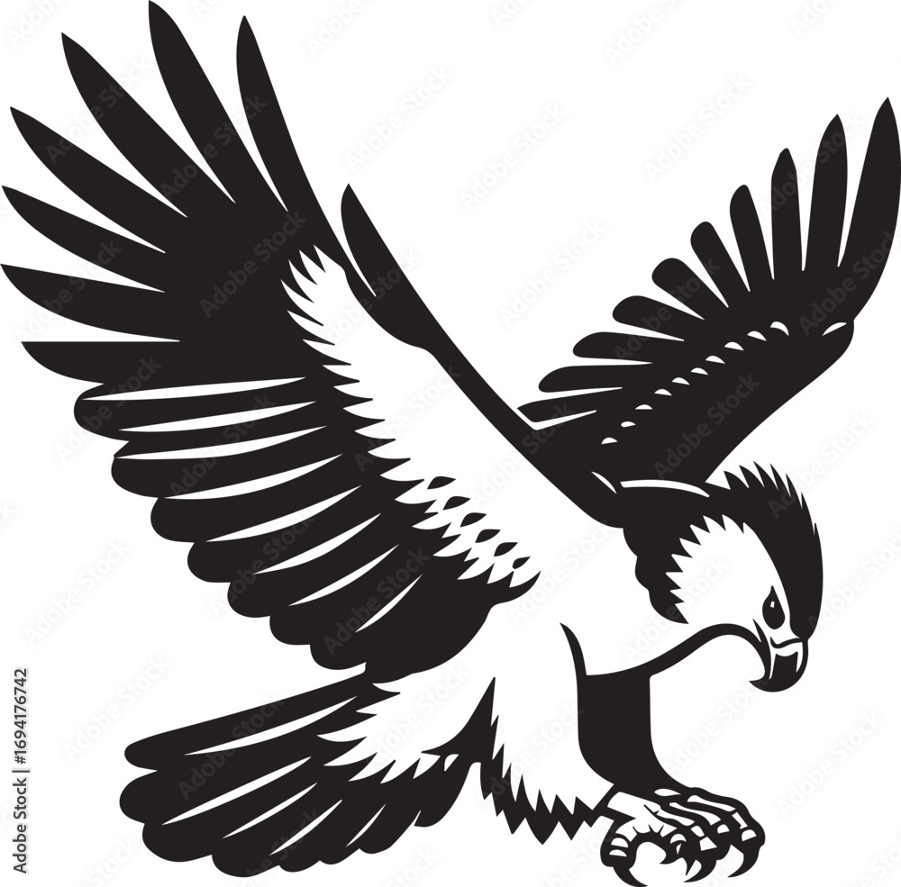 Fototapeta premium Harpy Eagle Vector in black and White