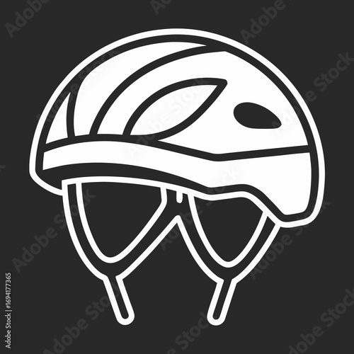 White bicycle helmet silhouette isolated on white background