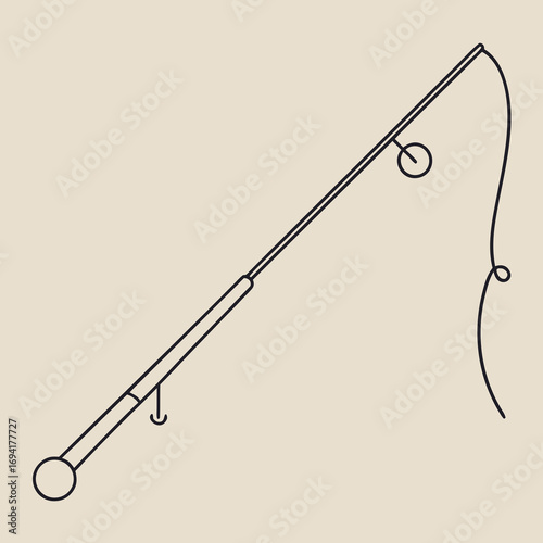 Fishing rod silhouette isolated on white background