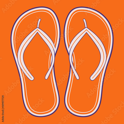 Pair of flip flops silhouette isolated on white background