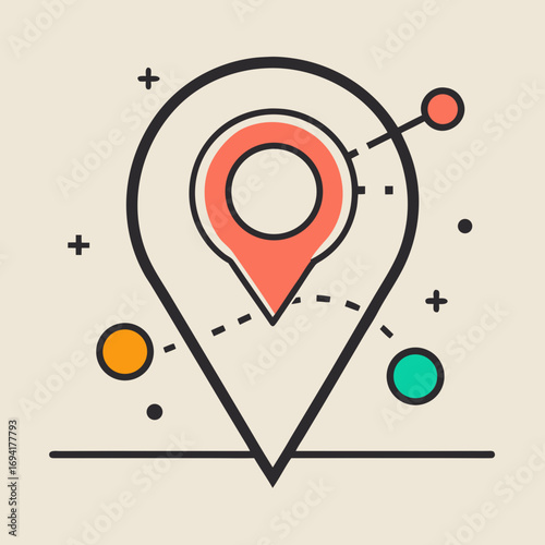 Location pin and travel route icon silhouette isolated on white background