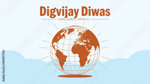 Digvijay Diwas India Celebration Globe Heritage Culture Historical Observance Illustration