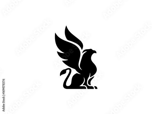 Majestic griffin silhouette embodies mythical power and ancient strength for branding and design.
