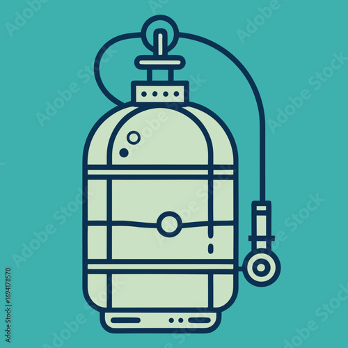 Vintage diving tank silhouette isolated on white background