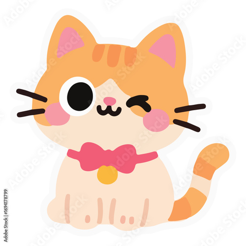 Modern Sticker Cat Cute Illustration