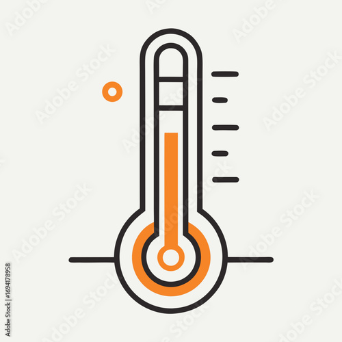 Thermometer measuring temperature isolated on white background silhouette