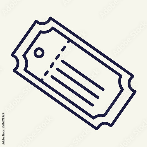Ticket icon silhouette isolated on white background