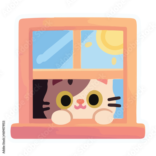 Modern Sticker Cat Cute Illustration