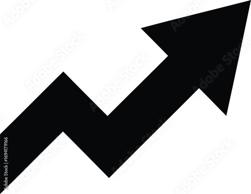 Upward trending arrow isolated on white background