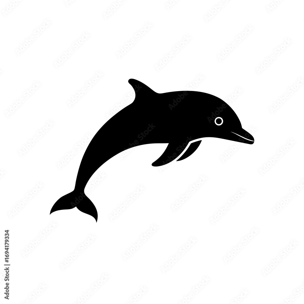 Fototapeta premium Silhouette of a leaping dolphin on transparent background