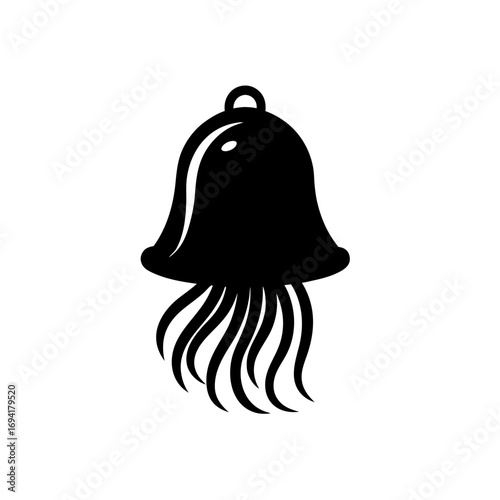 Silhouette jellyfish simple art on transparent background