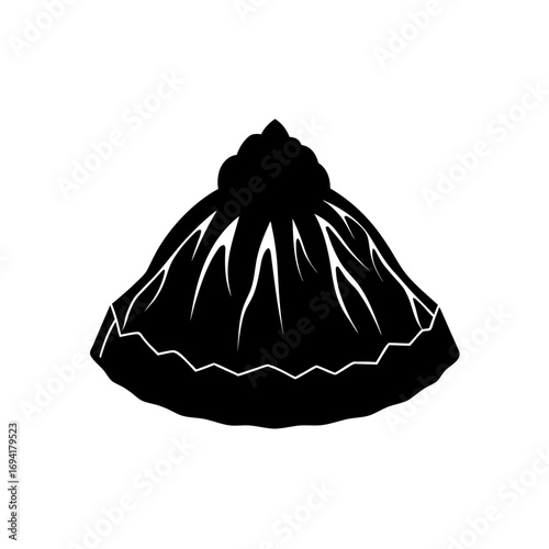 Silhouette of a volcano peak on transparent background