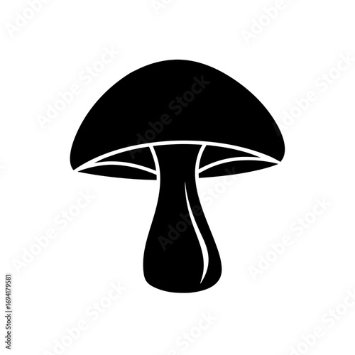 Simple black mushroom graphic on transparent background silhouette