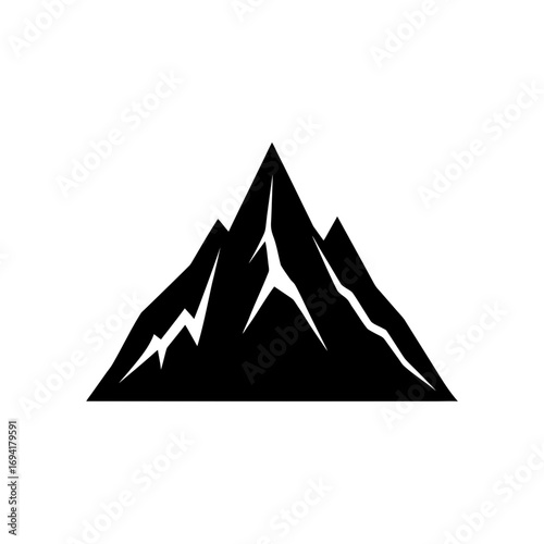 Silhouette of a mountain peak on transparent background