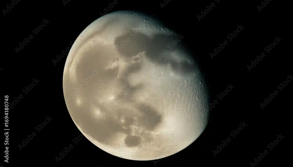 Obraz premium Earths moon shines dimly