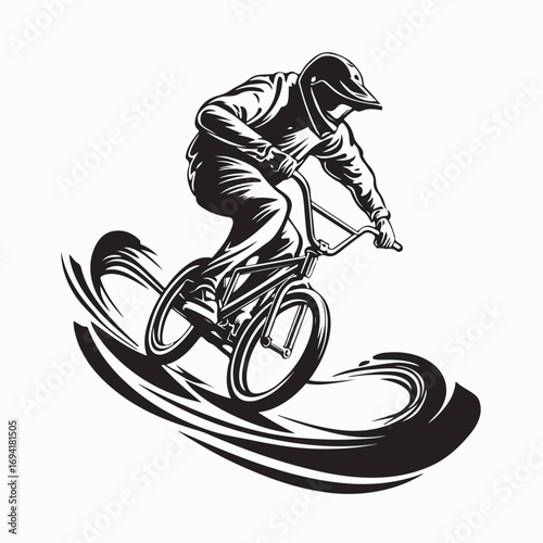 Bmx Racer Vector logo design isolated on white background