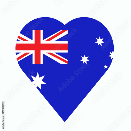australia map heart design flag inside heart shape useful for badge making.eps