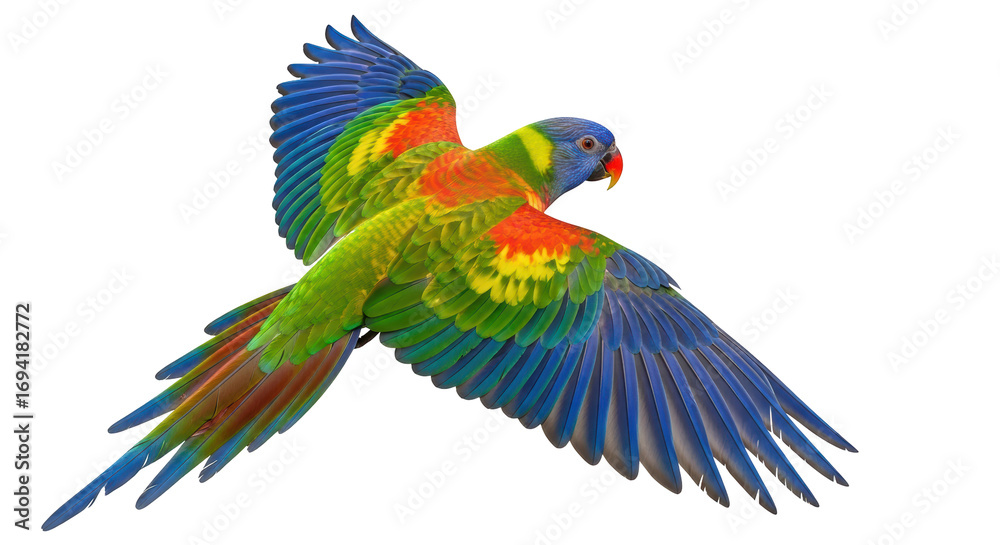 Obraz premium Isolated Colorful Flying Parrot