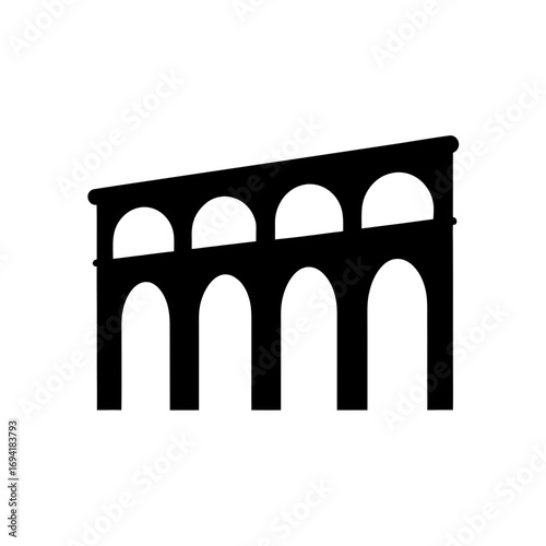 Silhouette of an aqueduct art on transparent background