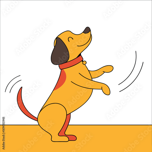 Joyful cartoon dog happily jumping with excitement, ready for play and fun adventures
