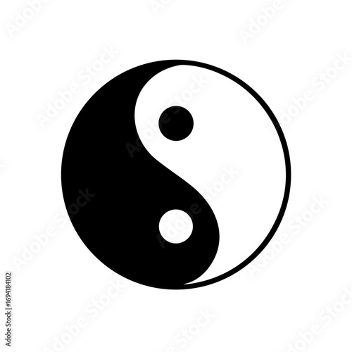 A simple yin and yang symbol on transparent background silhouette