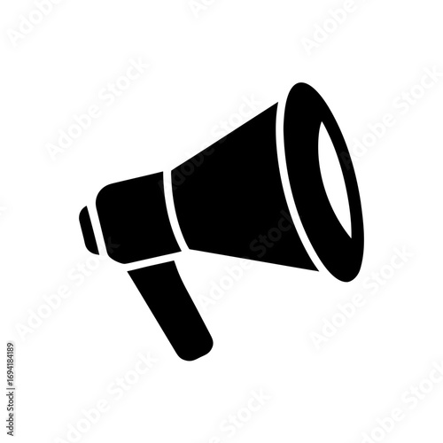 Isolated black megaphone icon on transparent background silhouette