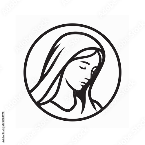 Holy Virgin Mary Logo Icon Vector Illustration for Religious Design