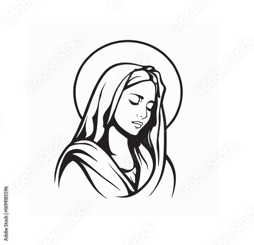Holy Virgin Mary Logo Icon Vector Illustration for Religious Design
