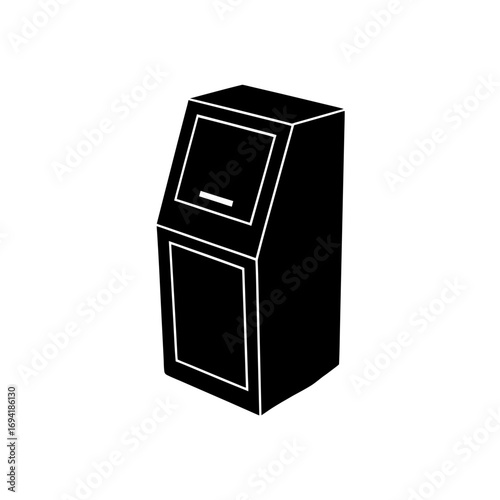 Isolated atm machine object on transparent background silhouette