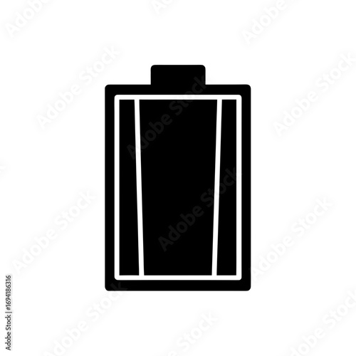 Simple battery outline drawing on transparent background silhouette