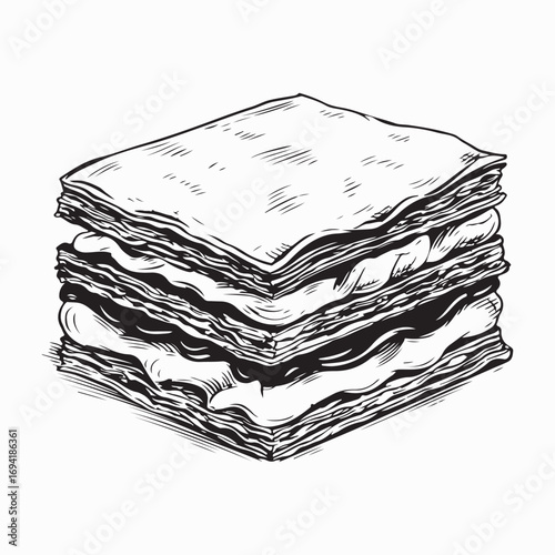 Delicious Lasagna Slice Vector Image Isolated on white background