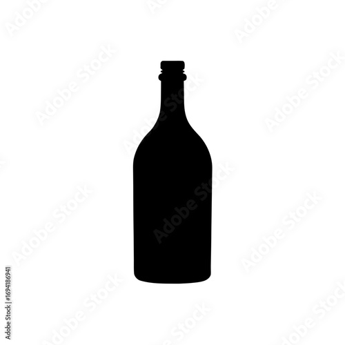 Silhouette of a wine bottle on transparent background