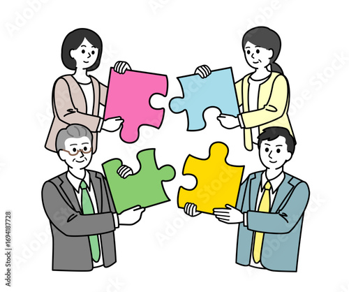 Teamwork businessmen.　協力するビジネスマン　チームワーク　仲間