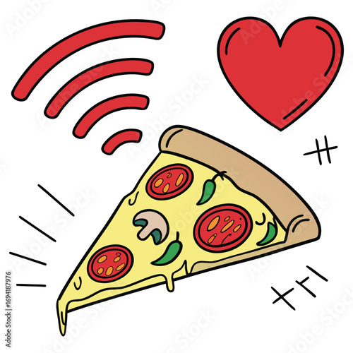Delicious and hot pepperoni pizza with mozzarella cheese vector illustration