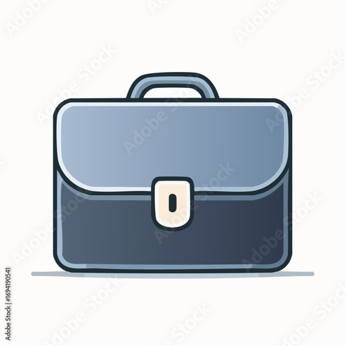 Flat design cartoon briefcase icon. A simple vector graphic symbolizing business, career, and office portfolio on a white background